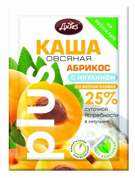 Изображение товара Каша овсяная DiYes+ АБРИКОС со сливками с инулином на изомальте, 50г Каша овсяная DiYes+ АБРИКОС со сливками с инулином на изомальте, 50г фотография