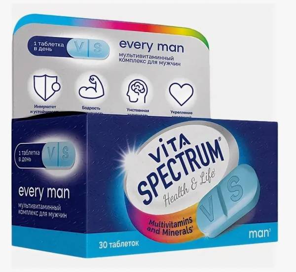 Витамины для мужчин VitaSpectrum 30 таблеток фотография