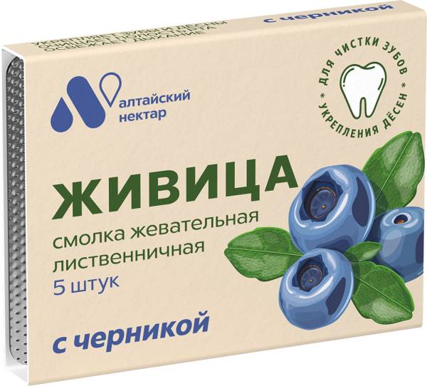Смолка жевательная Живица с черникой, Алтайский нектар, 5 шт. фотография